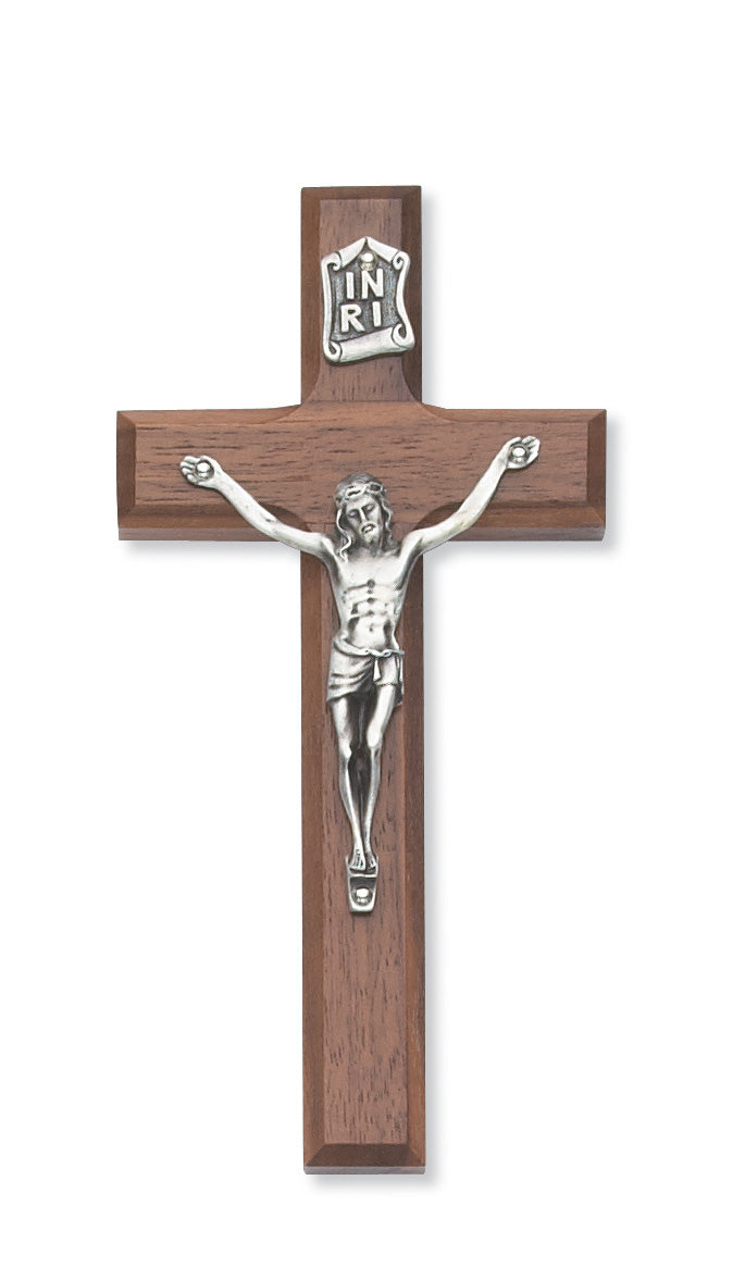 6 In Walnut Stain Crucifix - Made in USA