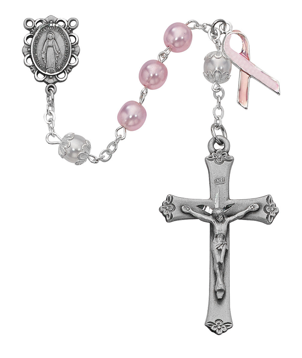 Pink Pearl Like Cancer Rosary