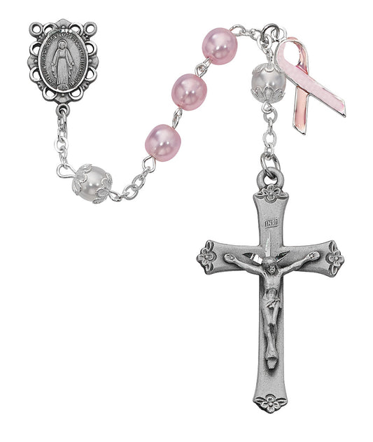 Pink Pearl Like Cancer Rosary