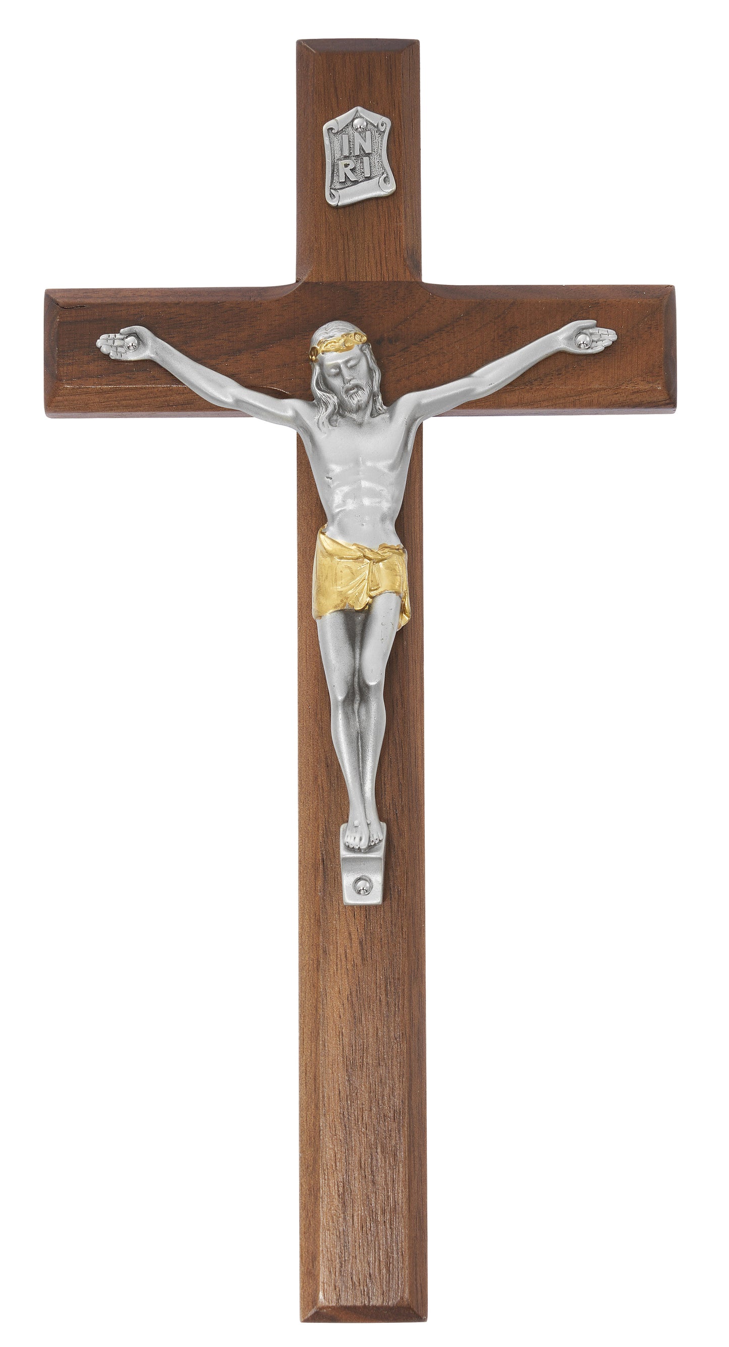 10 In Walnut Stain Crucifix - Made in USA (80-100)