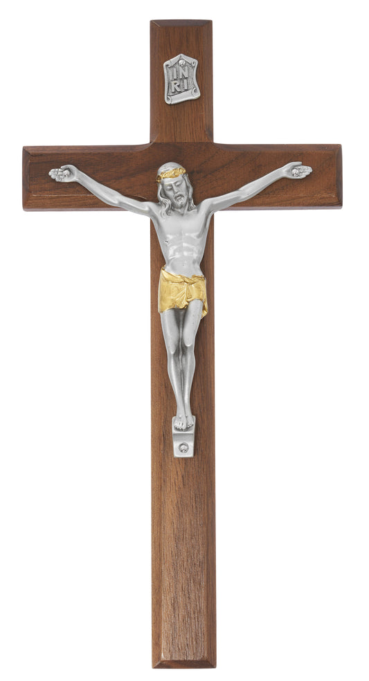 10 In Walnut Stain Crucifix - Made in USA (80-100)