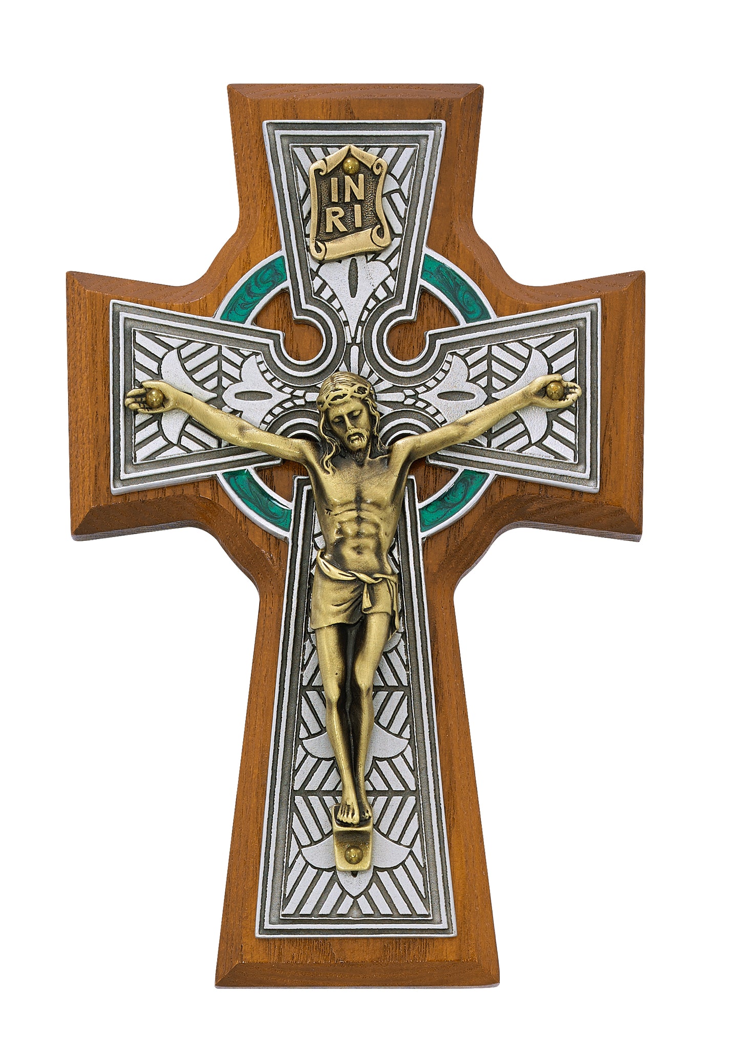 5 1/2in Walnut Stain Celtic Crucifix - Made in USA