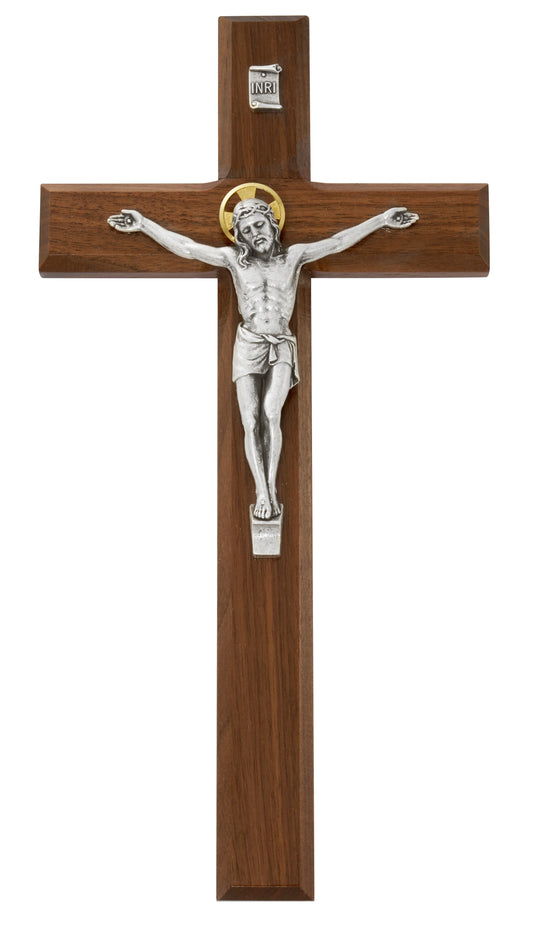12 In Walnut Stain Crucifix - Made in USA (80-154)