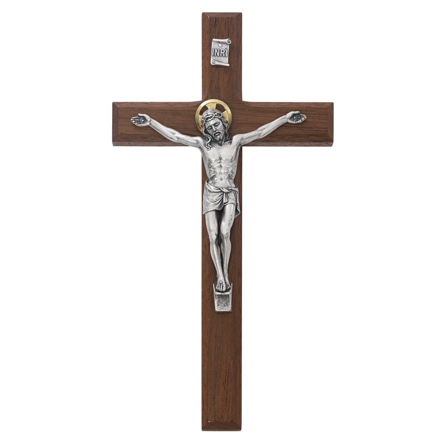 8 In Walnut Stain Crucifix - Made in USA (80-157)