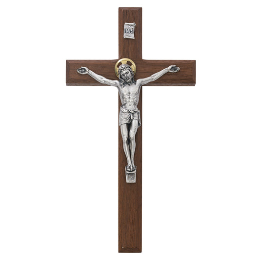 8 In Walnut Stain Crucifix - Made in USA (80-157)