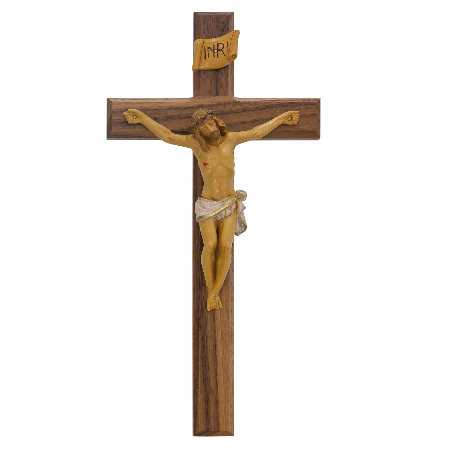 13 In Walnut Stain Crucifix - Made in USA