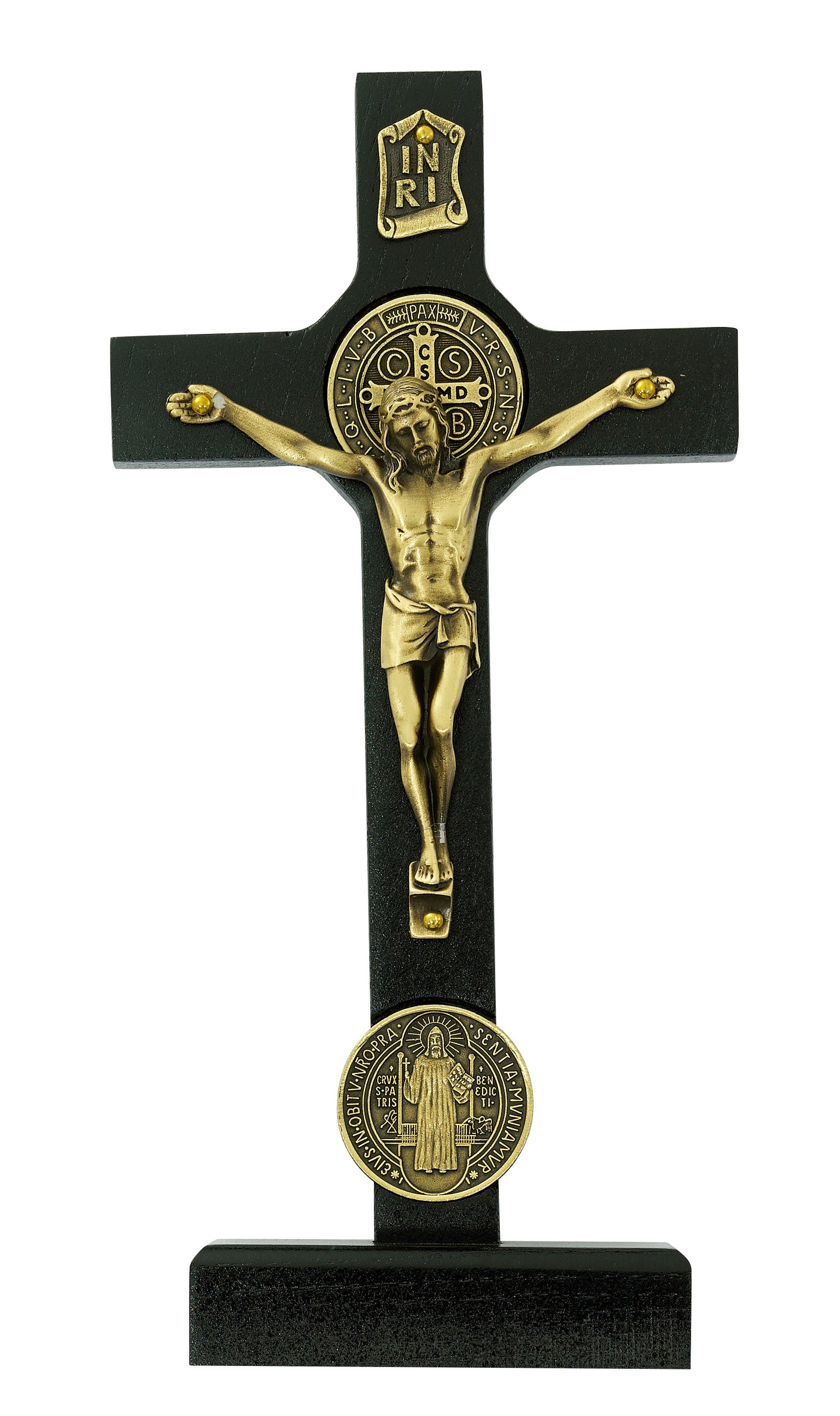 8 In Black St. Benedict Standing Crucifix - Made in USA