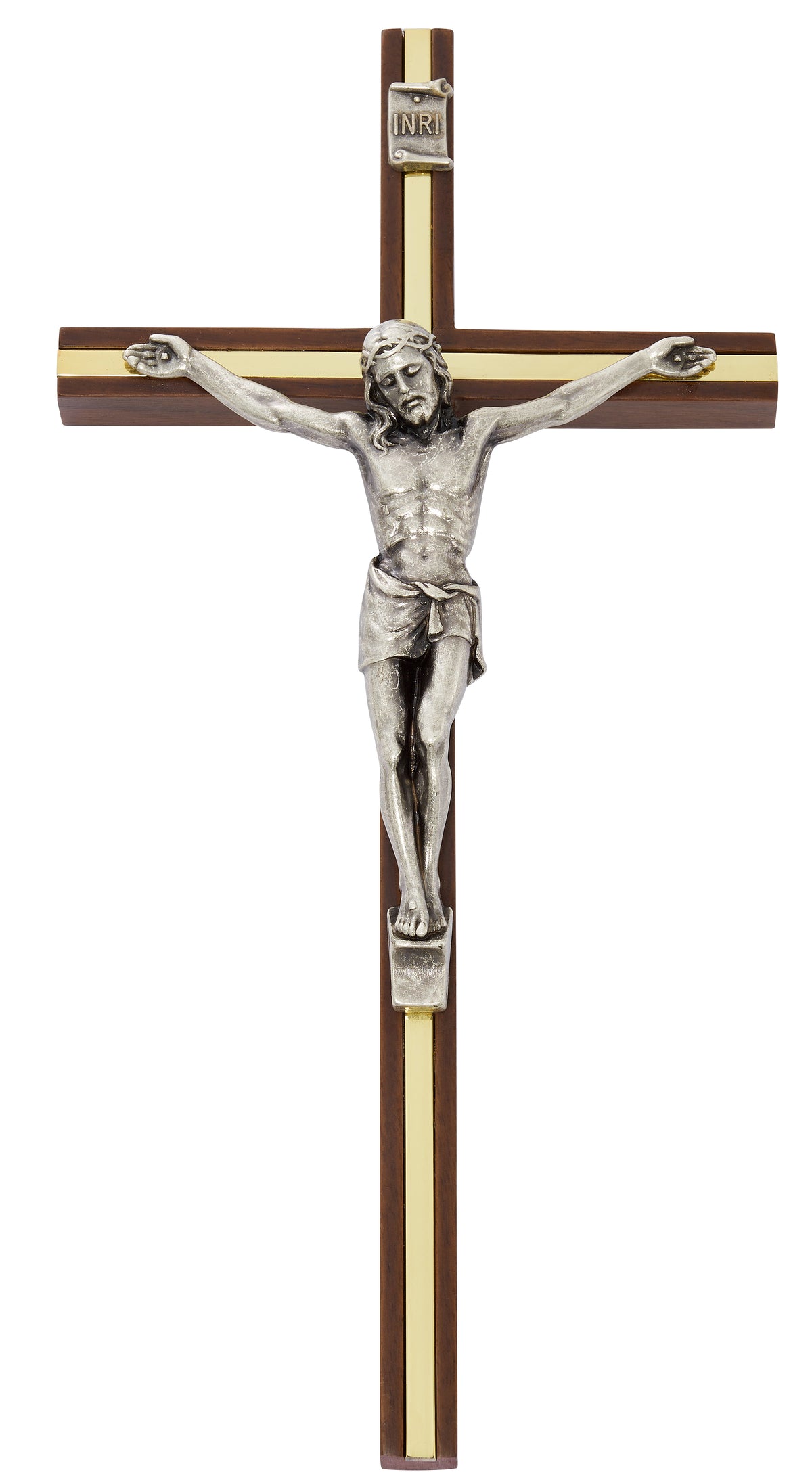 10 In Walnut Stain Crucifix - Made in USA (80-40)