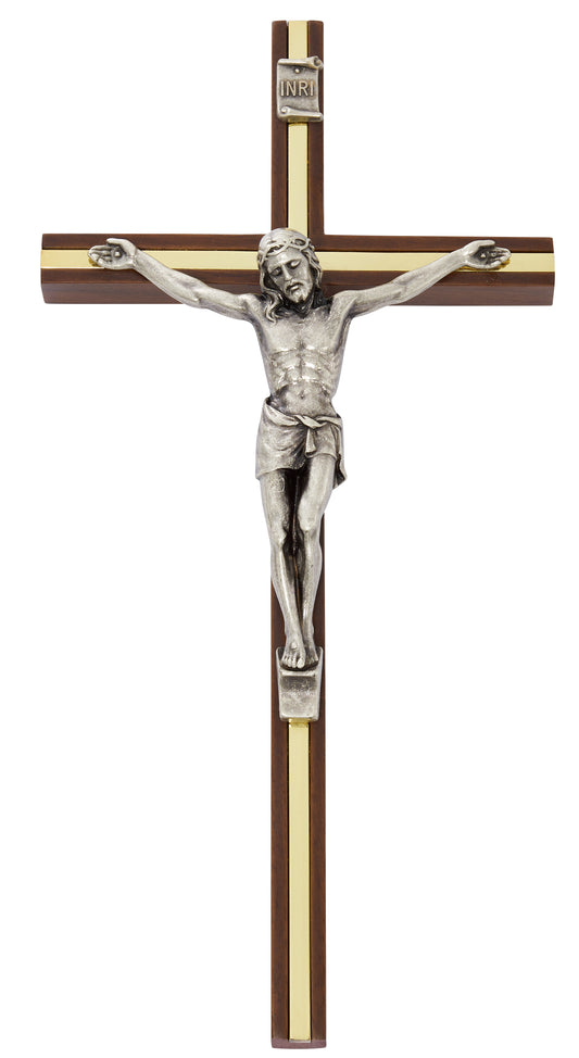 10 In Walnut Stain Crucifix - Made in USA (80-40)