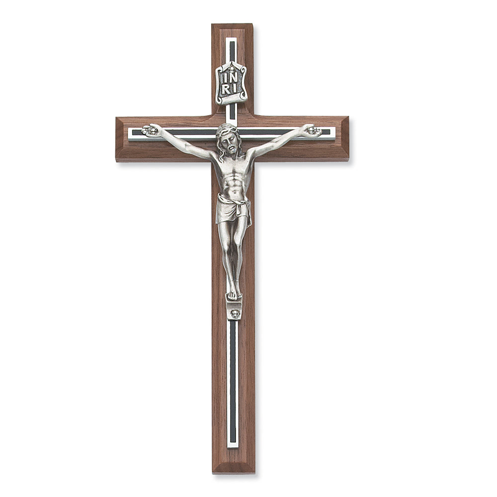 8 In Walnut Stain Crucifix - Made in USA (80-64)