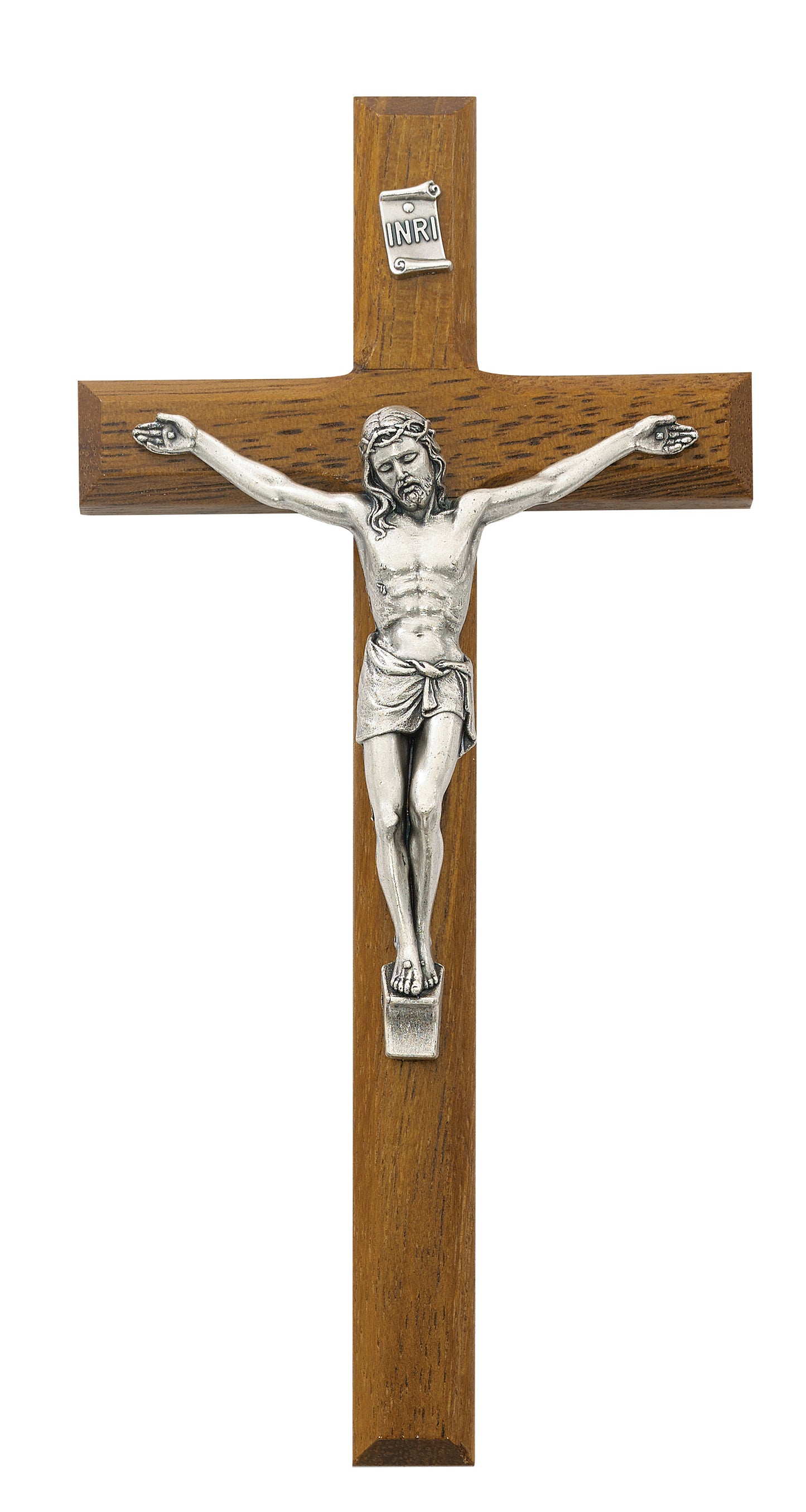 8 In Walnut Stain Crucifix - Made in USA (81-14)