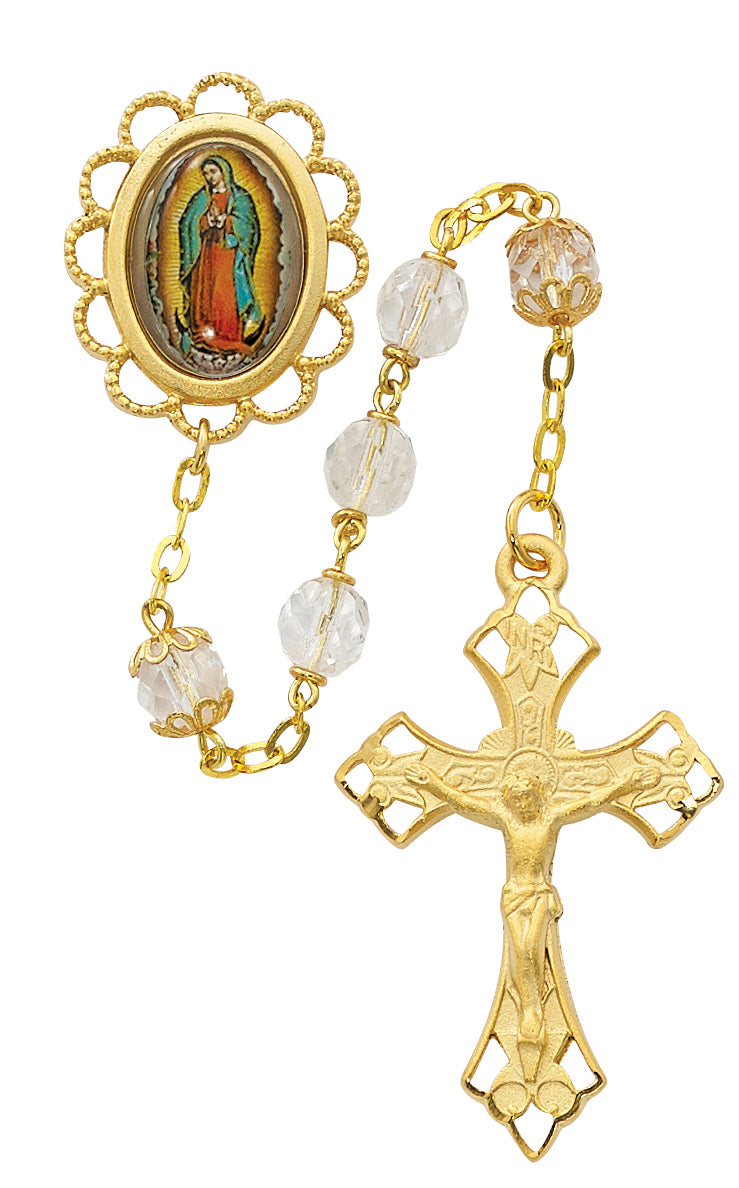 Clear Glass Guadalupe Rosary