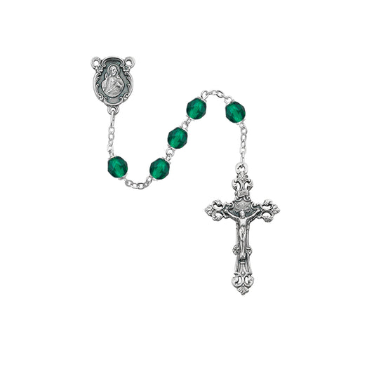 Dark Green Glass May Rosary