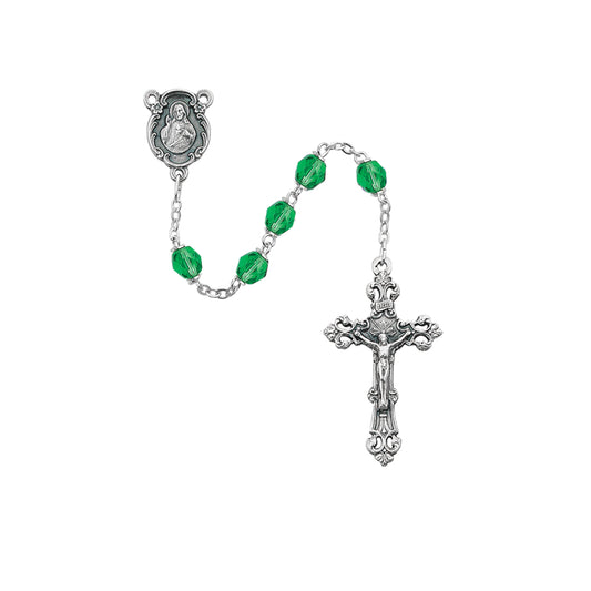 Light Green Glass August Rosary  (875-PEG)