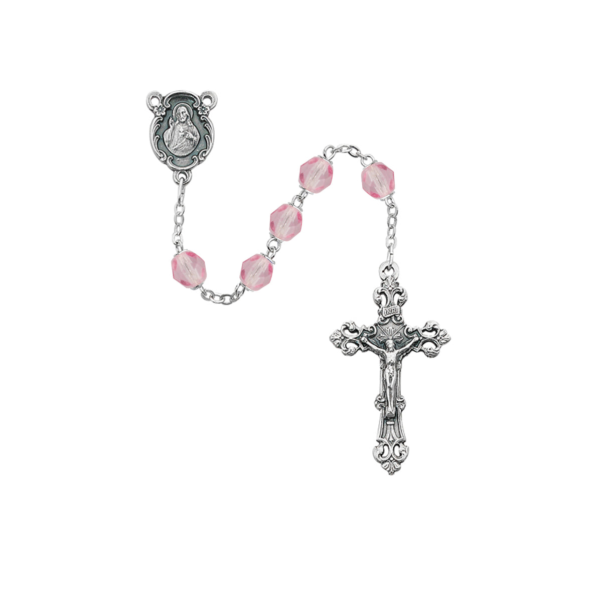 Pink Glass October Rosary  (875-RSG)