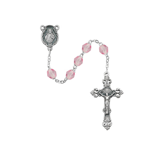Pink Glass October Rosary  (875-RSG)