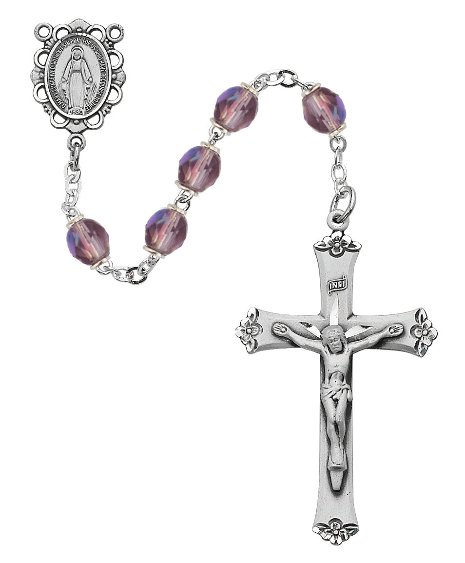 Light Lavender Glass June Rosary  (875L-AMF)