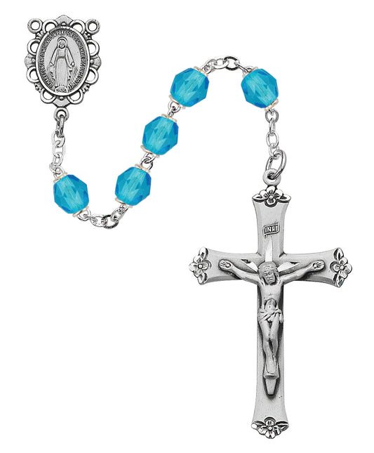 Aqua Glass March Rosary  (875L-AQF)