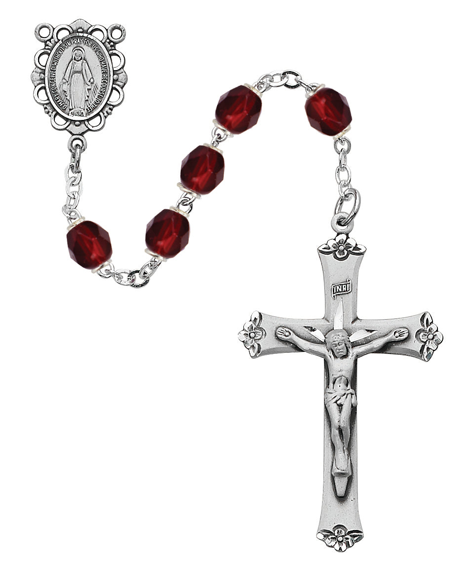 Dark Red Glass January Rosary  (875L-GAF)