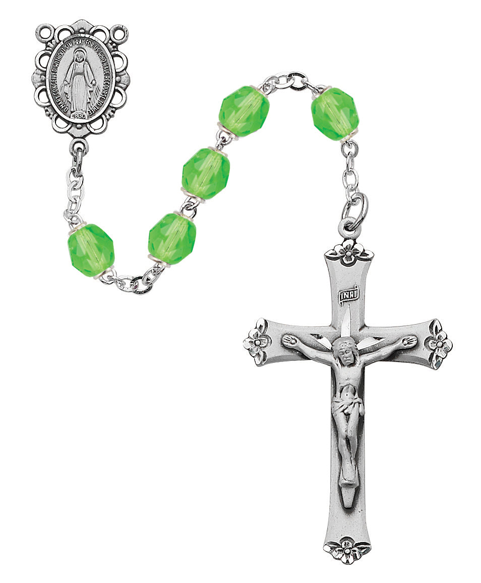 Light Green Glass August Rosary