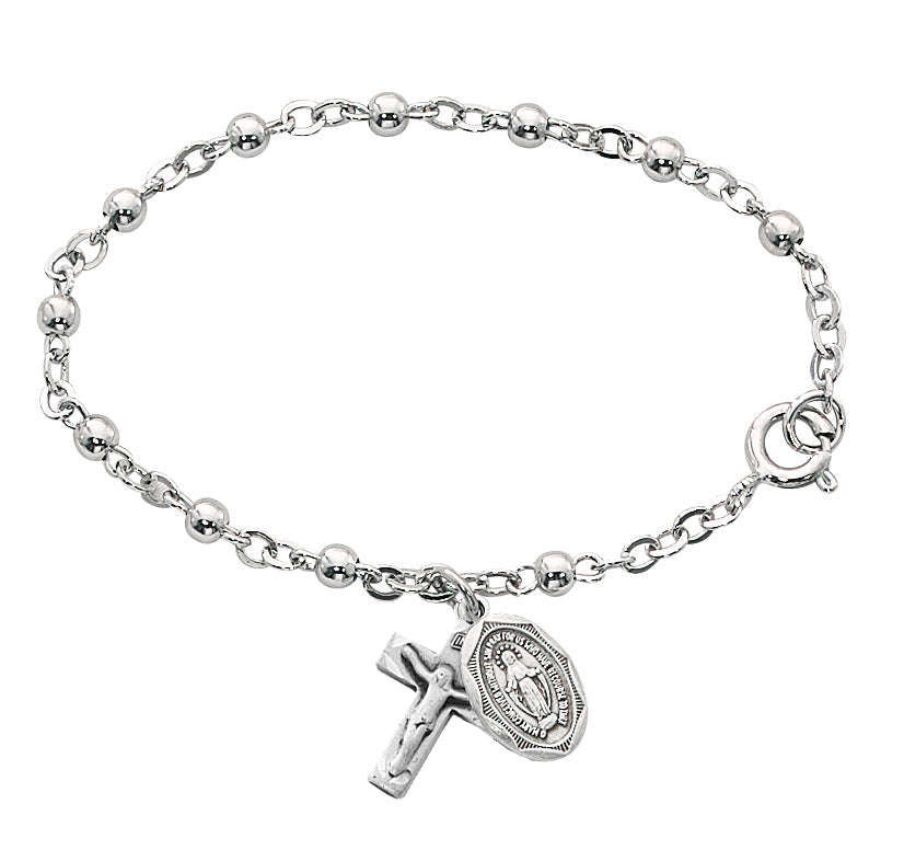 5 1/2in Sterling Silver Baby Rosary Bracelet