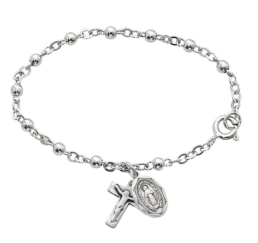 5 1/2in Sterling Silver Baby Rosary Bracelet