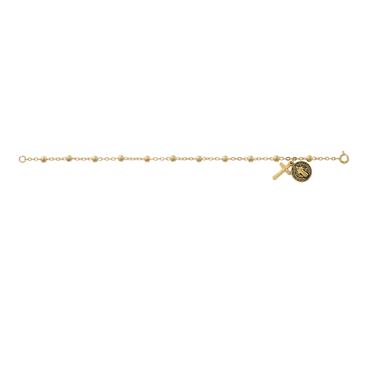 7.5in Gold Over Sterling Silver St. Benedict Rosary Bracelet