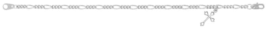 7.5in Silver Tone Figaro Cross Bracelet
