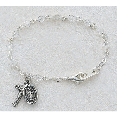 5 1/2in Crystal Rhodium Plated Baby Rosary Bracelet