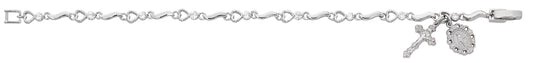 7.5in Cubic Zirconia & Hearts Miraculous Rosary Bracelet