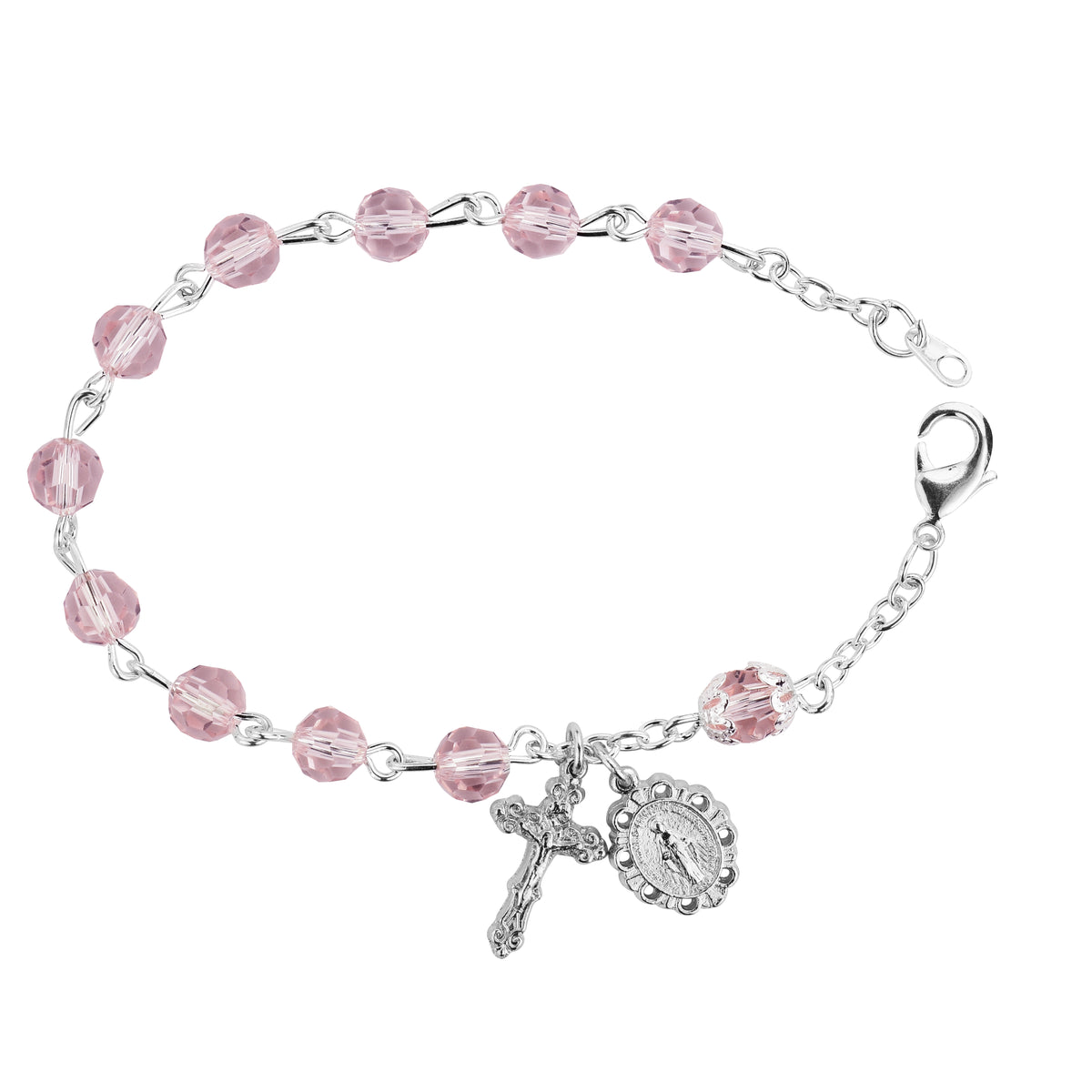 7.5in Pink Rosary Bracelet