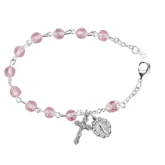 7.5in Pink Rosary Bracelet