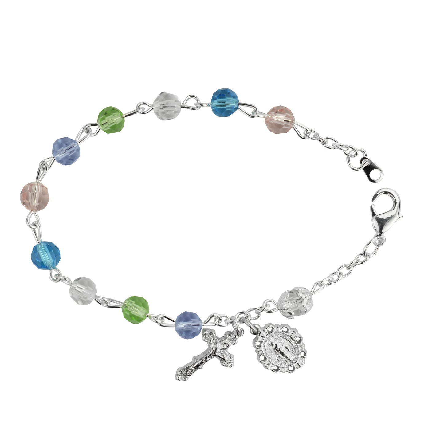 7.5in Multi Color Miraculous Rosary Bracelet