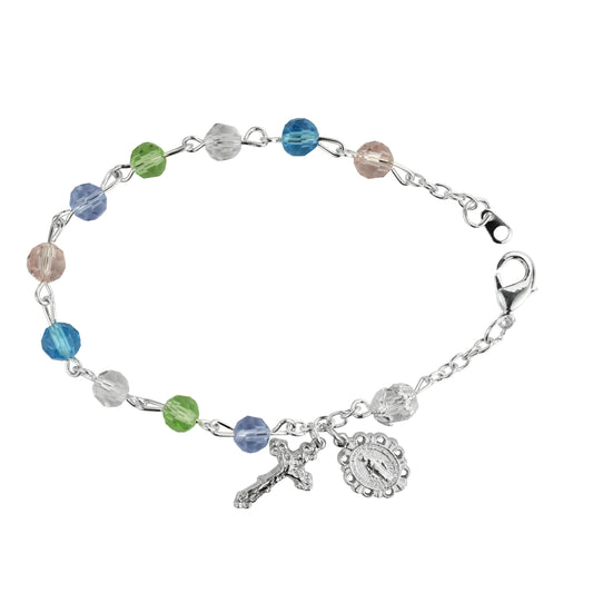 7.5in Multi Color Miraculous Rosary Bracelet