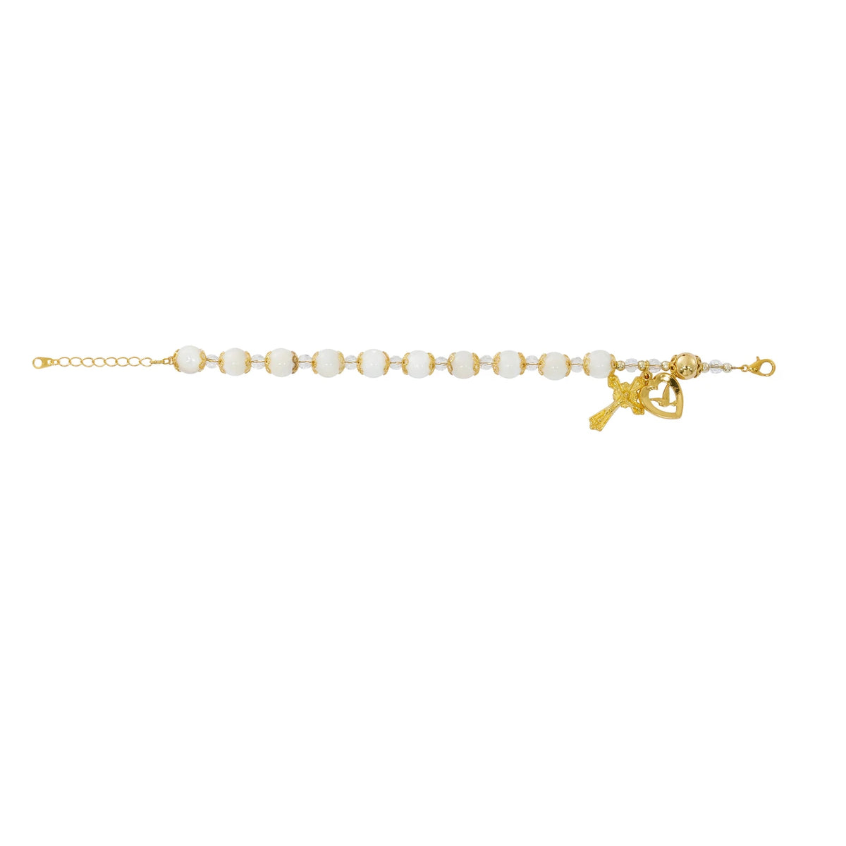 Adjustable Gold Plated Mother of Pearl Holy Spirit Rosary Bracelet