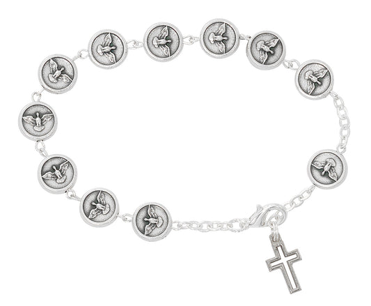 7.5in Sterling Silver Holy Spirit Rosary Bracelet