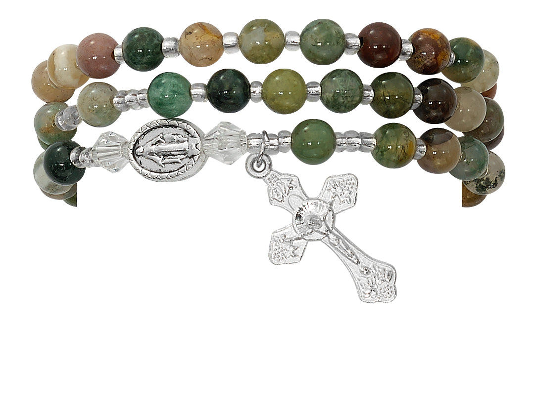 Simulated India Agate Twistable Rosary Bracelet