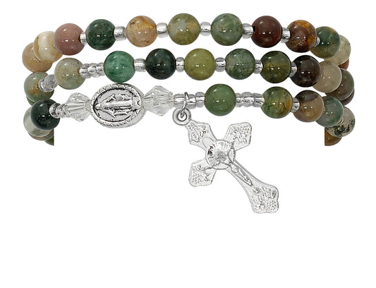 Simulated India Agate Twistable Rosary Bracelet