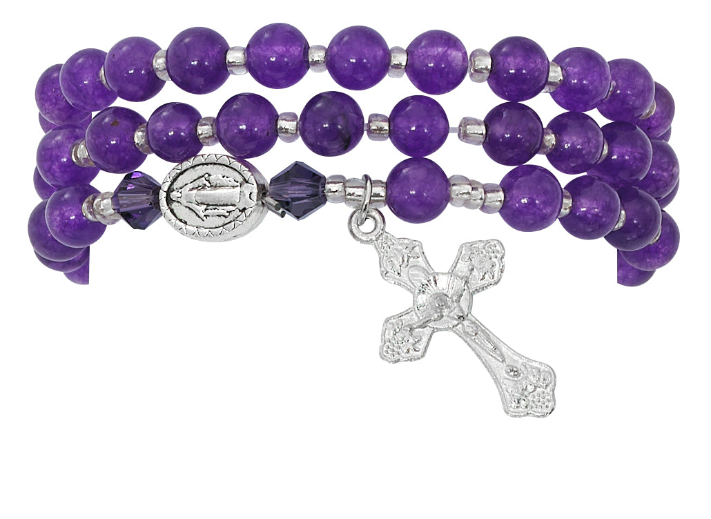 Simulated Amethyst Twistable Rosary Bracelet