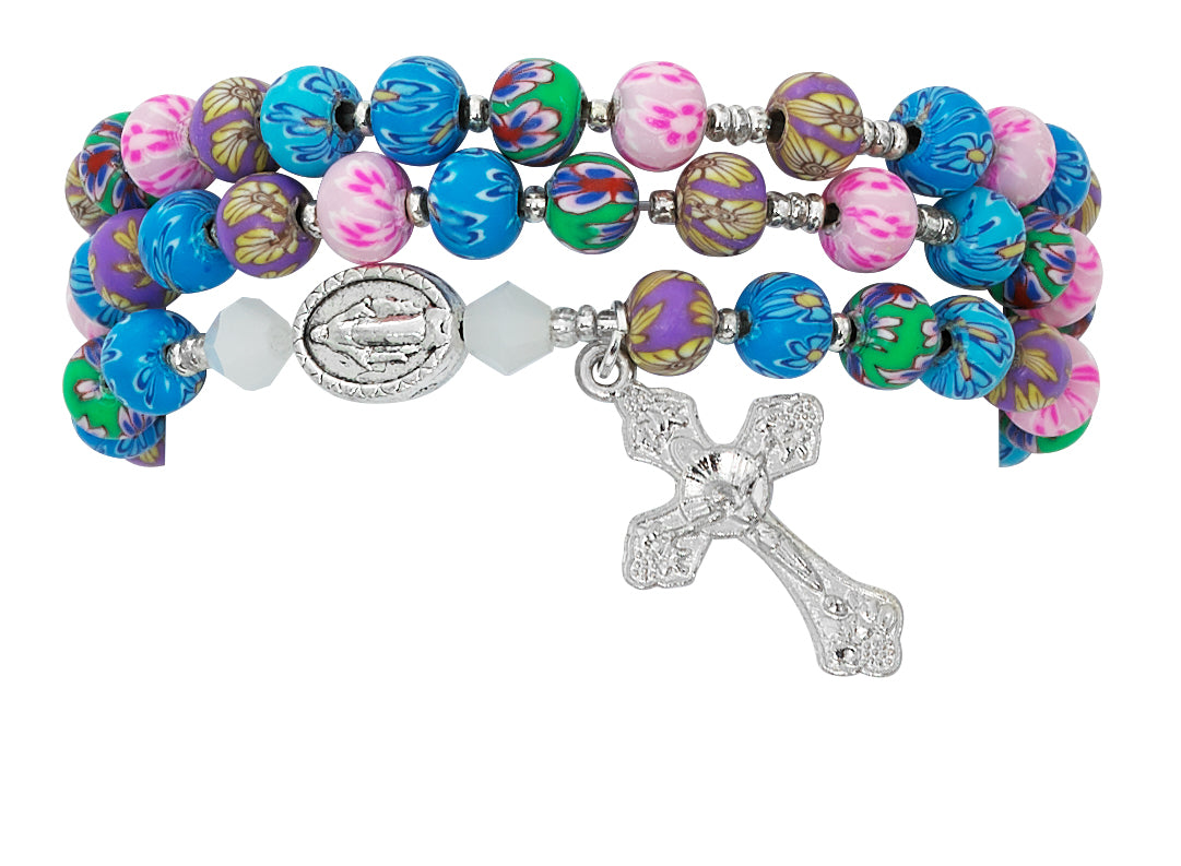 Multi-Color Stone Twistable Rosary Bracelet