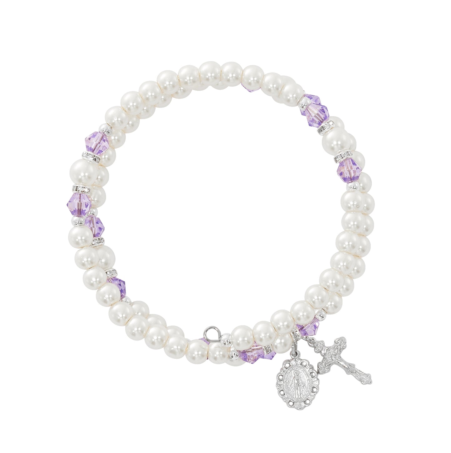 June Amethyst Crystal and Pearl Beads Wrap Bracelet