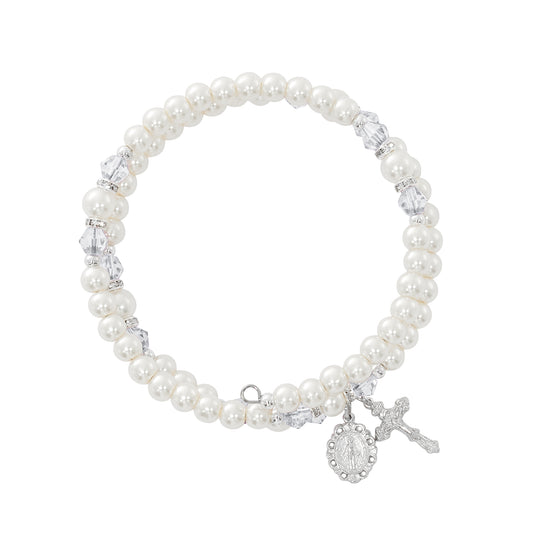 April Crystal and Pearl Beads Wrap Bracelet