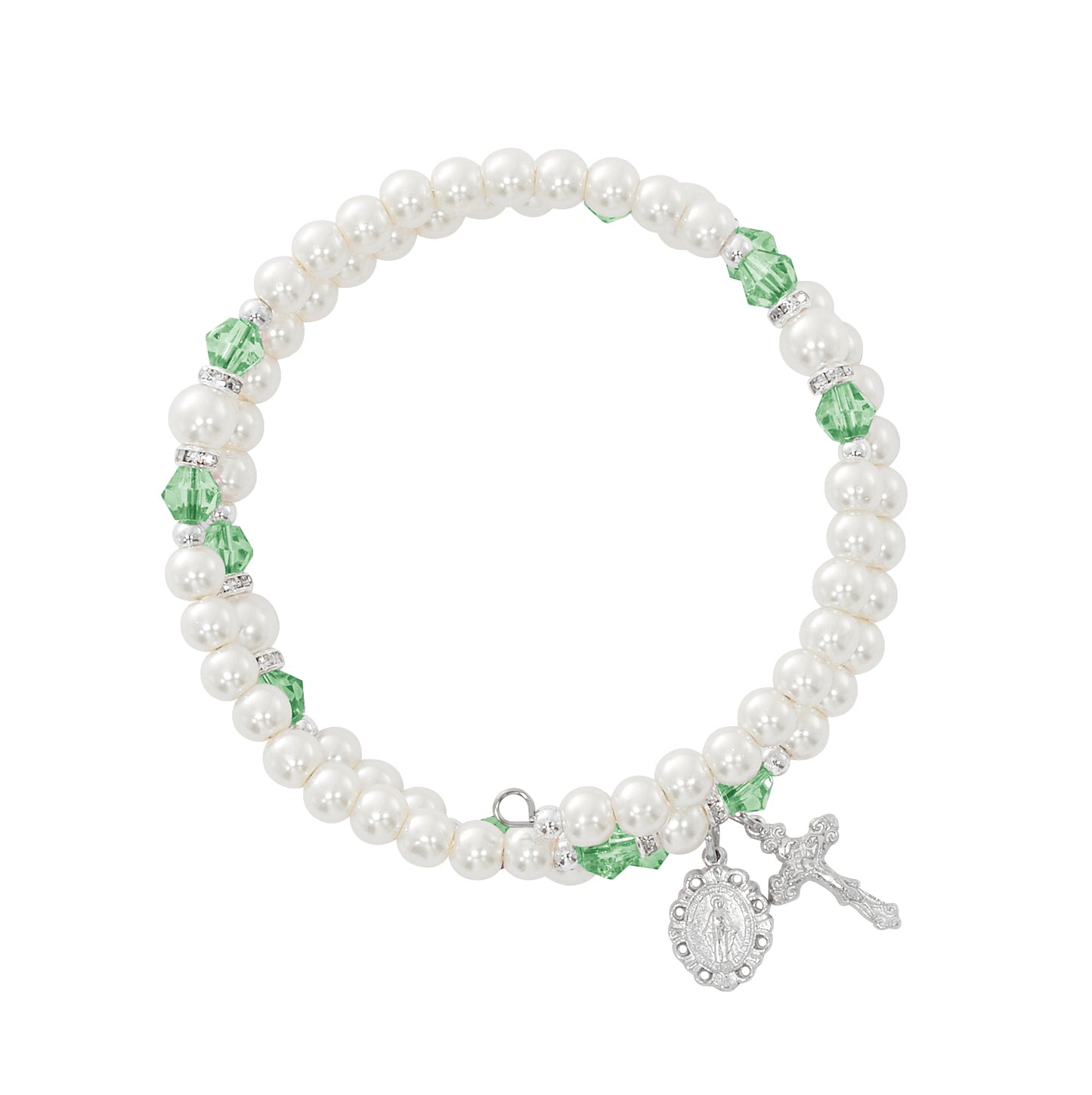 August Peridot Crystal and Pearl Beads Wrap Bracelet