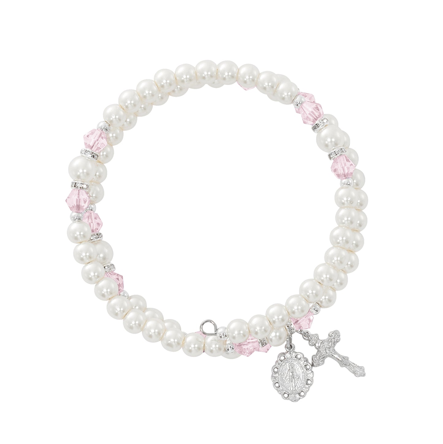 October Rose Crystal and Pearl Beads Wrap Bracelet