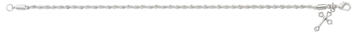 7.5in Rhodium Rope Bracelet