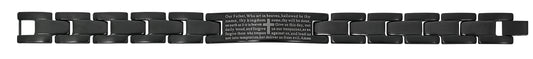 8in Men's Black Stainless Our Father Bracelet