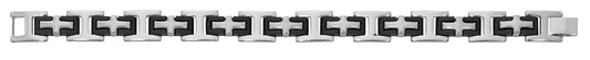 8in Men's Stainless Steel and Rubber Cross Bracelet