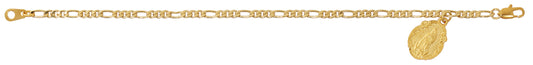 7.5in Gold Tone Figaro Guadalupe Bracelet