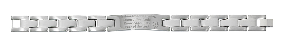 8in Men's Stainless Steel 7 Gifts of Holy Spirit Bracelet