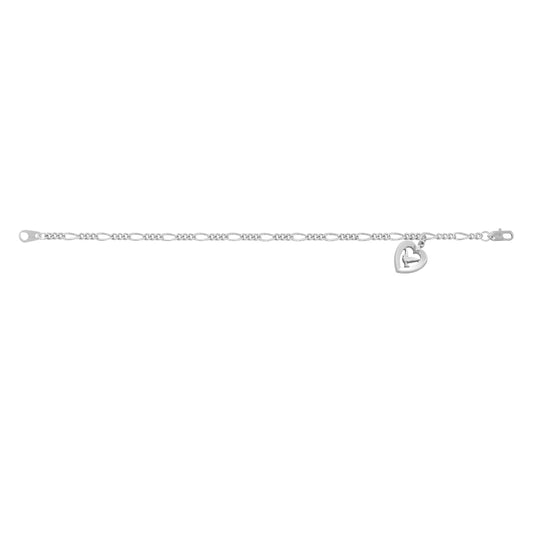 7.5in Rhodium Plated Figaro Holy Spirit Bracelet